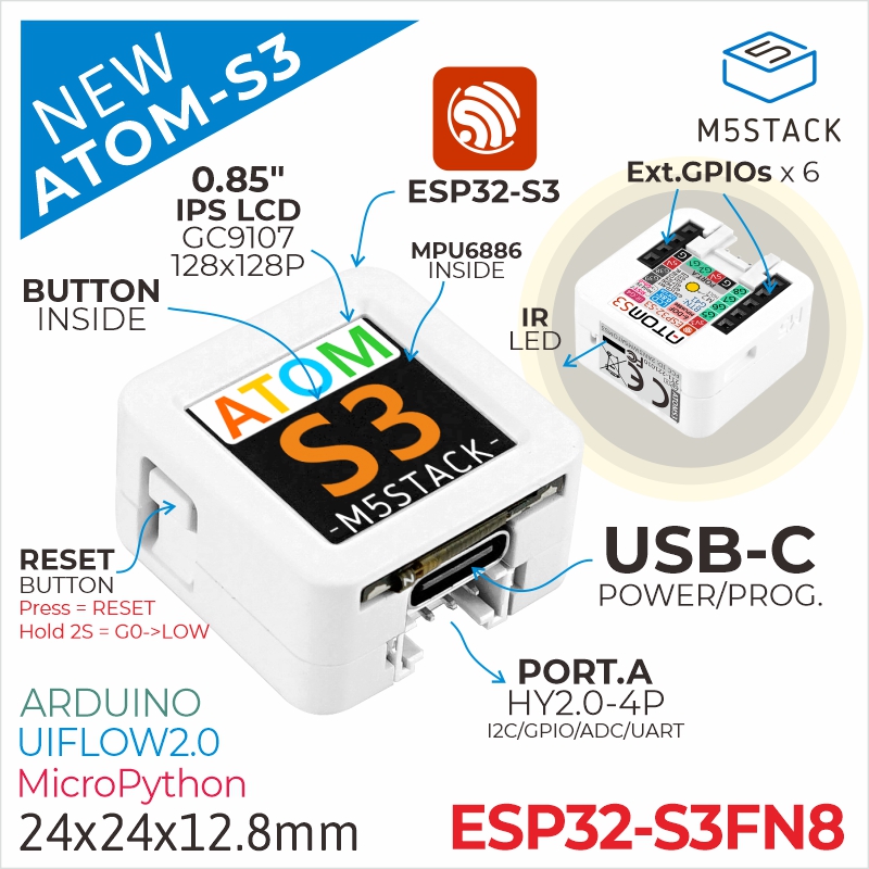 Oryginalny M5Stack ATOMS3 ESP3 – Esp32 Uart Module recenzja i cena